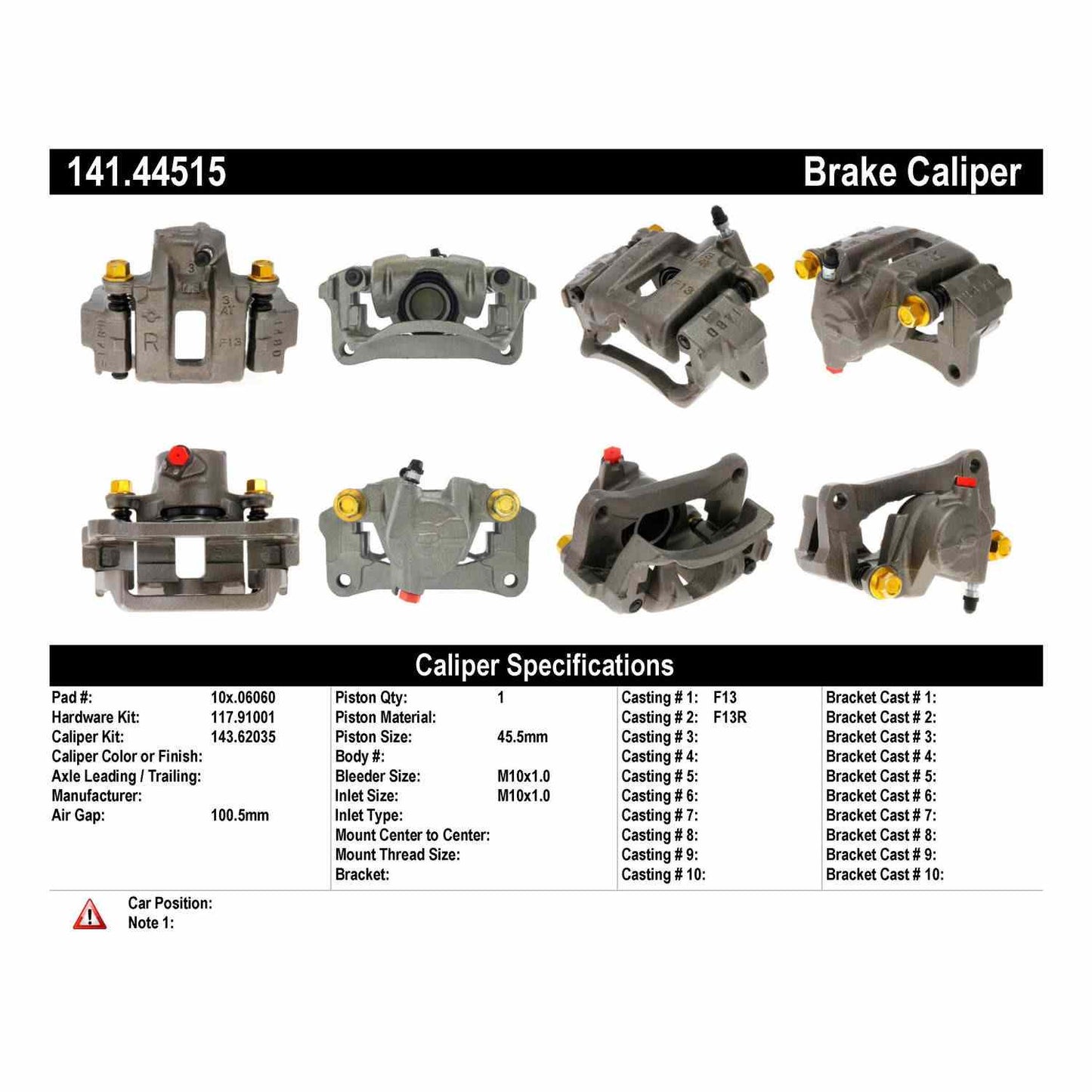 Centric Parts Disc Brake Caliper Semi-Loaded with Anti-Corrosion Finish for 2003-2009 Toyota 4Runner, 2007-2014 FJ Cruiser 141.44515