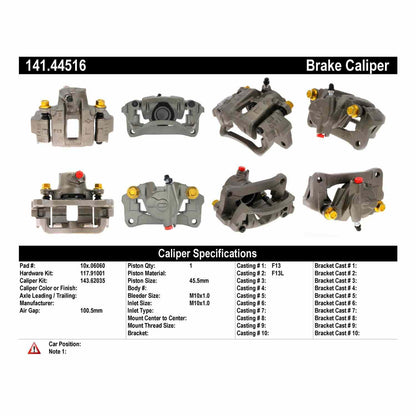 Centric Parts Disc Brake Caliper Semi-Loaded with anti-corrosion finish for 2009-2003 Toyota 4Runner FJ Cruiser 2014-2007 141.44516