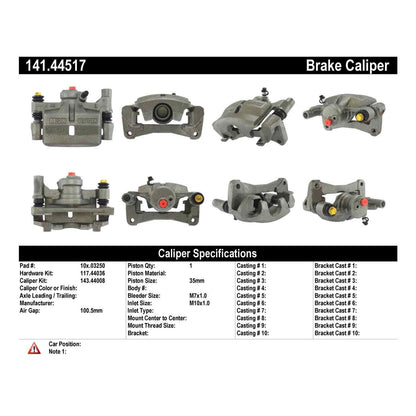 Centric Parts Disc Brake Caliper Semi-Loaded for 1992-1996 Lexus ES300, Toyota Camry, Celica 141.44517