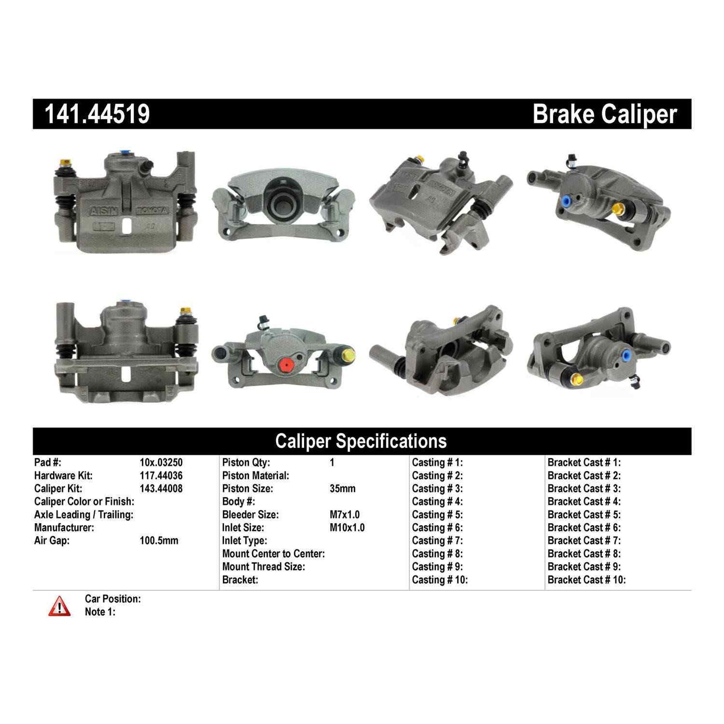 Centric Parts Disc Brake Caliper Semi-Loaded with Anti-Corrosion Finish for 1990-1999 Lexus ES250/ES300 Toyota Camry Celica Solara 141.44519