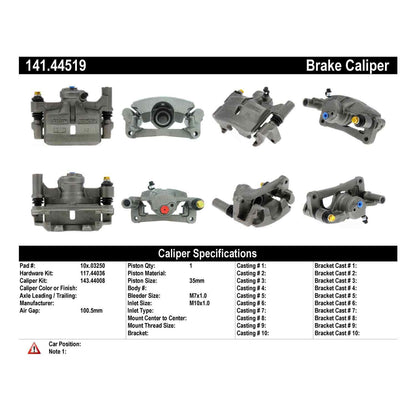Centric Parts Disc Brake Caliper Semi-Loaded with Anti-Corrosion Finish for 1990-1999 Lexus ES250/ES300 Toyota Camry Celica Solara 141.44519
