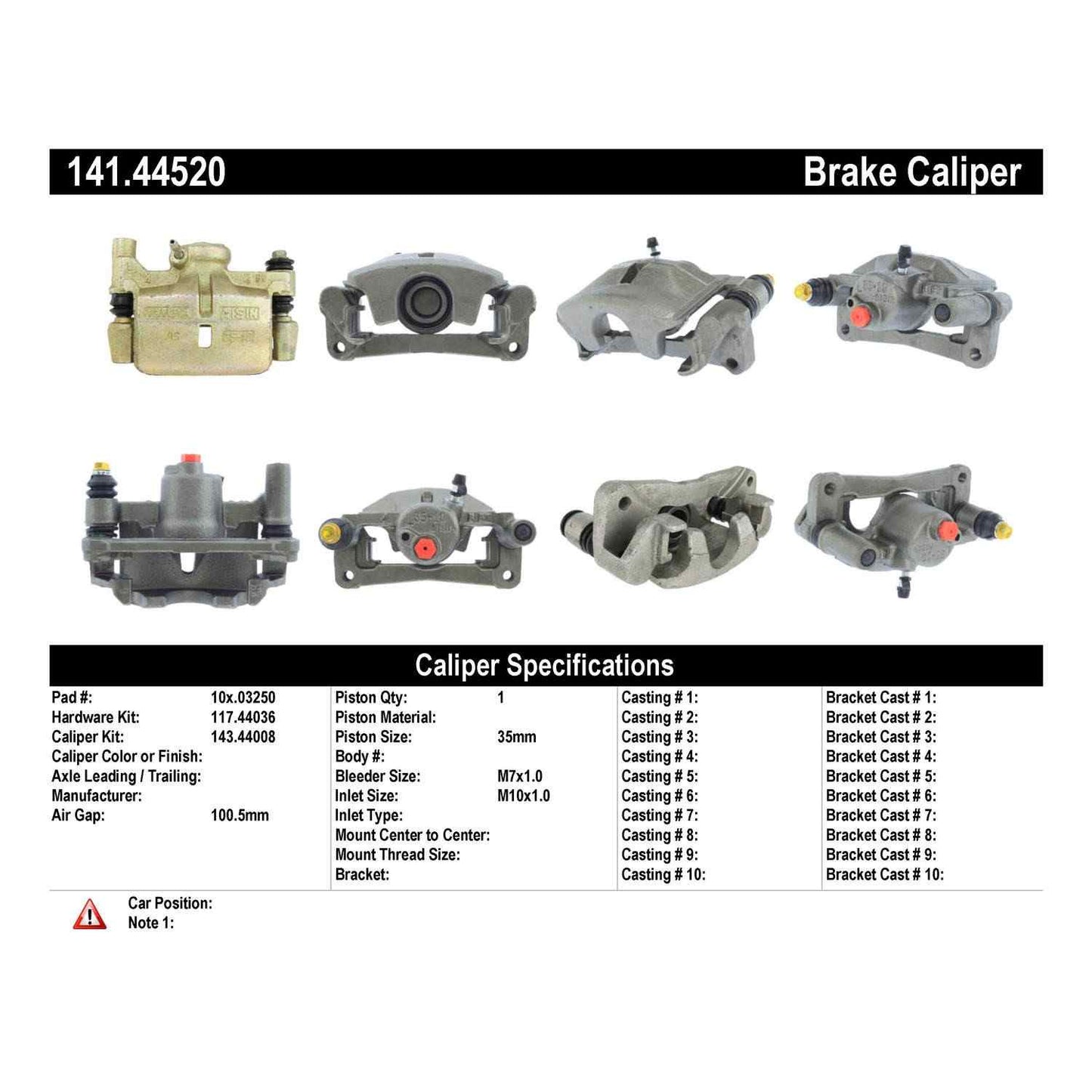 Centric Parts Disc Brake Caliper Semi-Loaded with anti-corrosion finish for 1990-1999 Lexus ES250/ES300 Toyota Camry Celica Solara Part number 141.44520