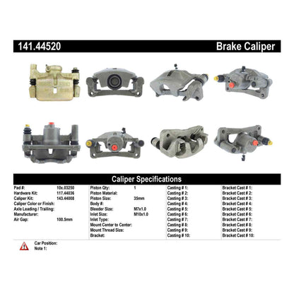 Centric Parts Disc Brake Caliper Semi-Loaded with anti-corrosion finish for 1990-1999 Lexus ES250/ES300 Toyota Camry Celica Solara Part number 141.44520