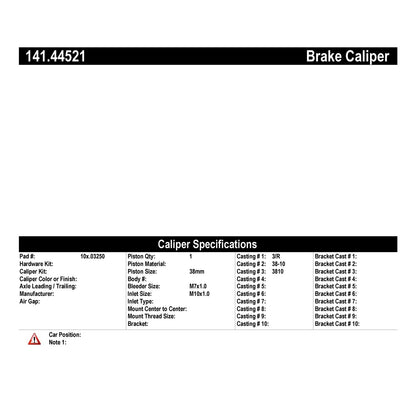 Centric Parts Semi-Loaded Brake Caliper 141.44521