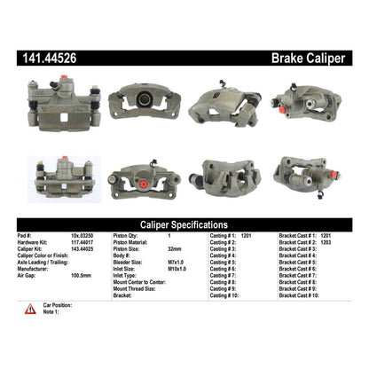 Stoptech Centric Semi-Loaded Brake Caliper - Rear Left 141.44526