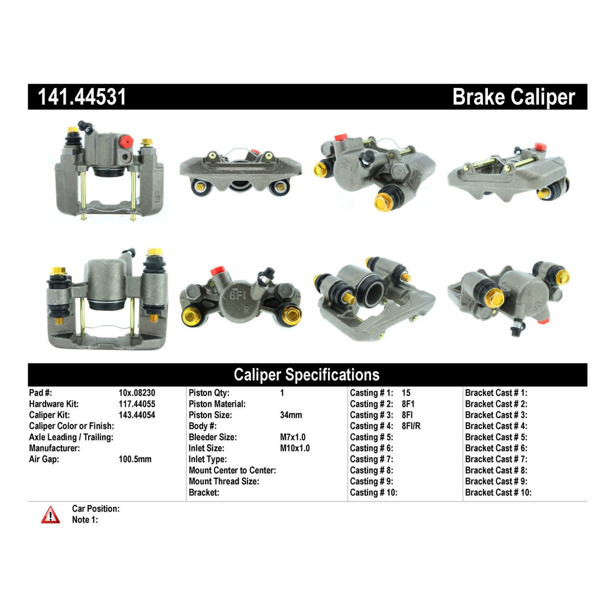 Stoptech Centric Semi-Loaded Brake Caliper - Rear Right 141.44531
