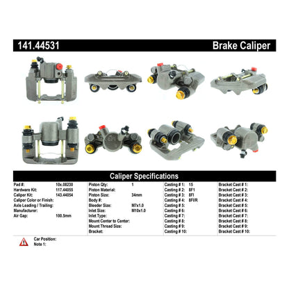 Stoptech Centric Semi-Loaded Brake Caliper - Rear Right 141.44531