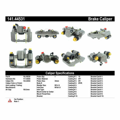 Stoptech Centric Semi-Loaded Brake Caliper - Rear Right 141.44531