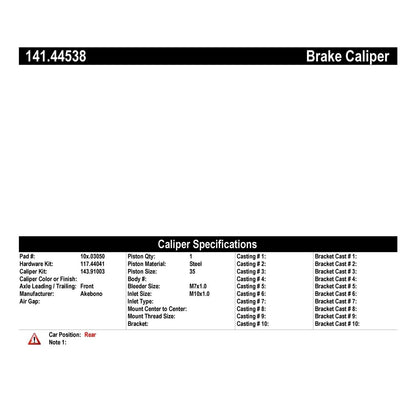 Stoptech Centric Posi-Quiet Loaded Caliper 141.44538