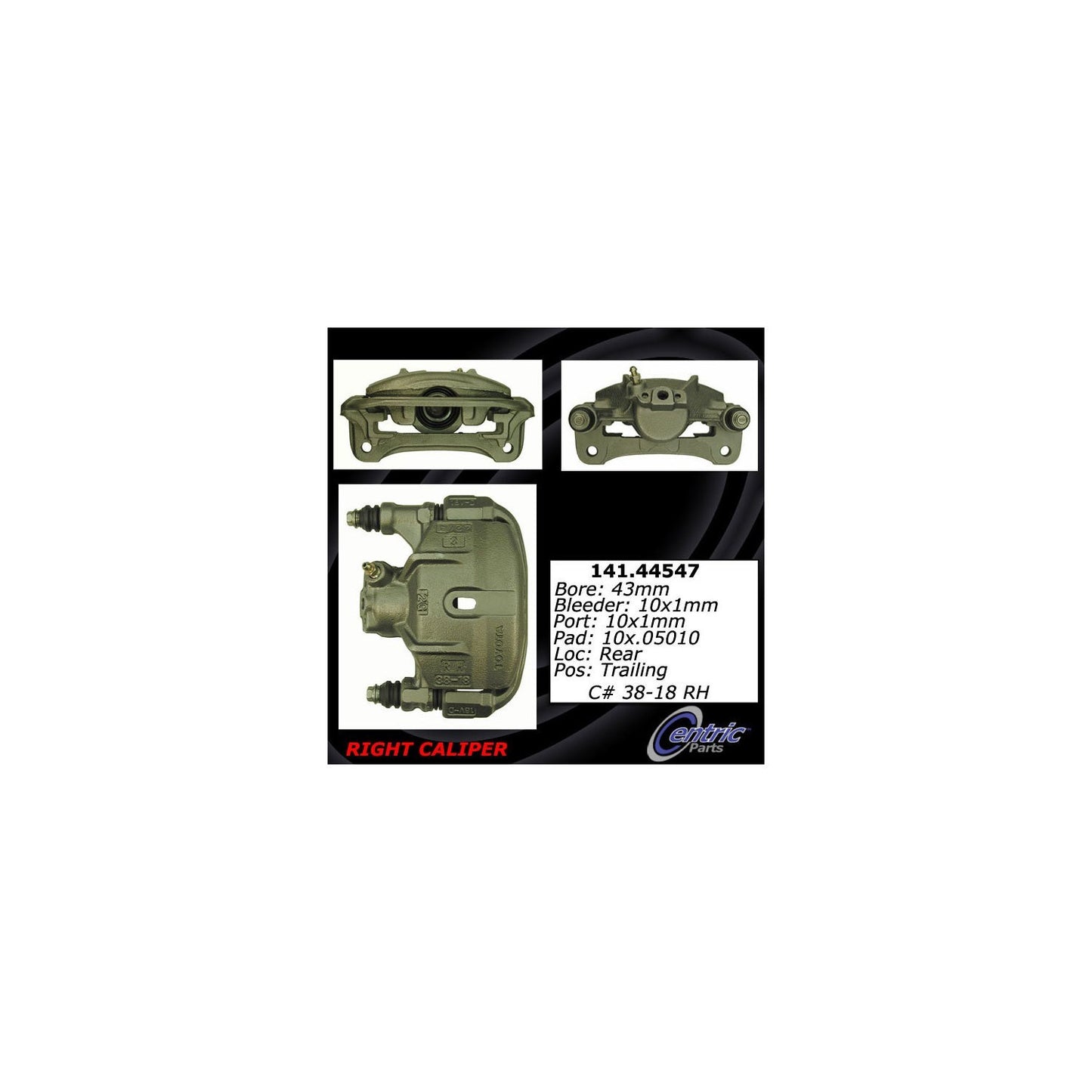 Stoptech Centric Semi-Loaded Brake Caliper - Rear Right 141.44547