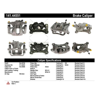 Centric Parts Semi-Loaded Disc Brake Caliper with Anti-Corrosion Finish 141.44551