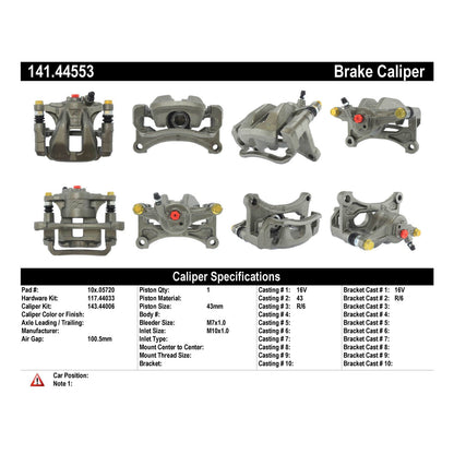 Centric Parts Disc Brake Caliper Semi-Loaded with anti-corrosion finish 141.44553