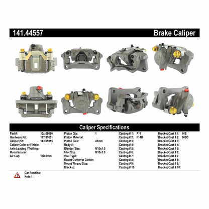 Stoptech Centric Semi-Loaded Brake Caliper - Rear Right 141.44557