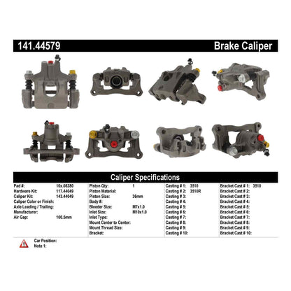 Centric Parts Disc Brake Caliper Semi-Loaded with Anti-Corrosion Finish for 2000-2003 Toyota Camry Solara 141.44579
