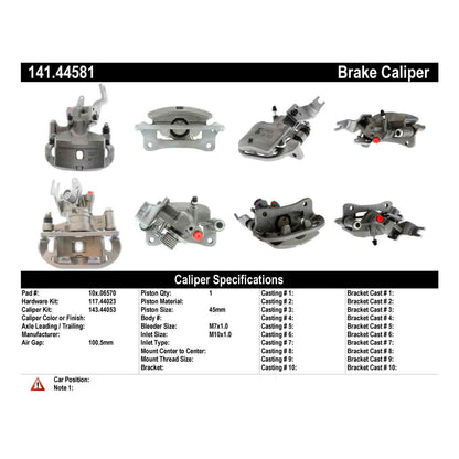 Stoptech Centric Semi-Loaded Brake Caliper - Rear Right 141.44581