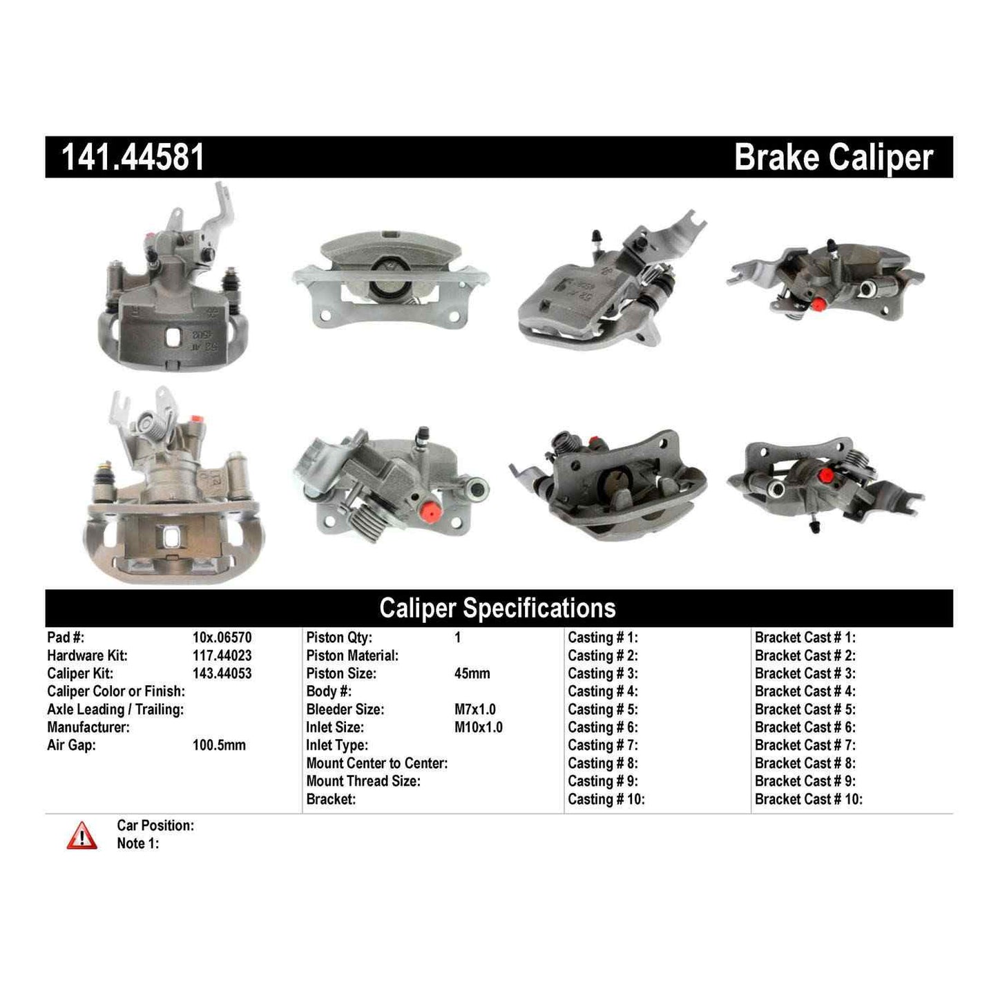 Centric Parts Disc Brake Caliper Semi-Loaded with Anti-Corrosion Finish for 2000-2002 Toyota MR2 Spyder 141.44581