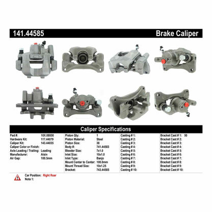 Stoptech Centric Semi-Loaded Brake Caliper - Rear Right 141.44585