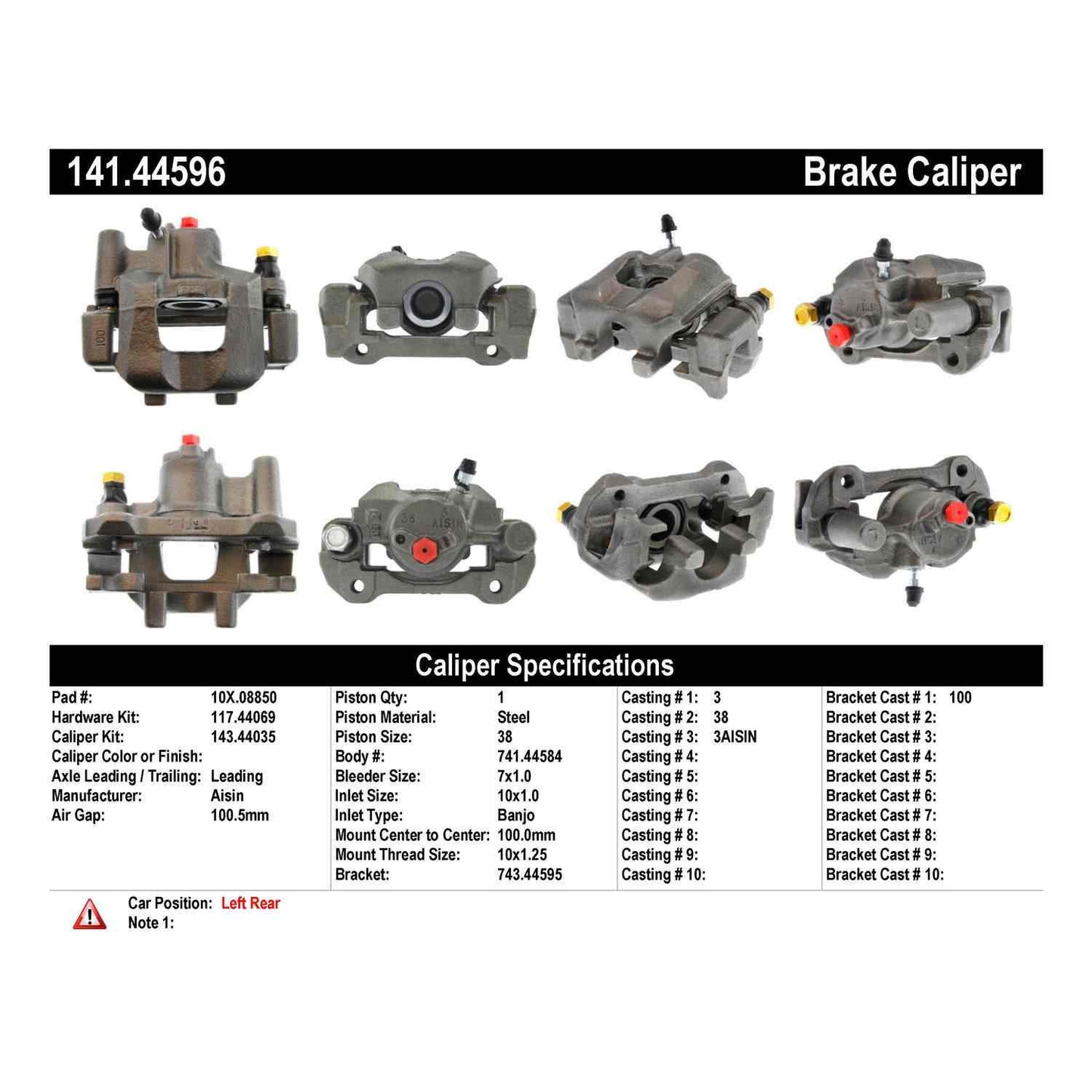Centric Parts Semi-Loaded Brake Caliper 141.44596