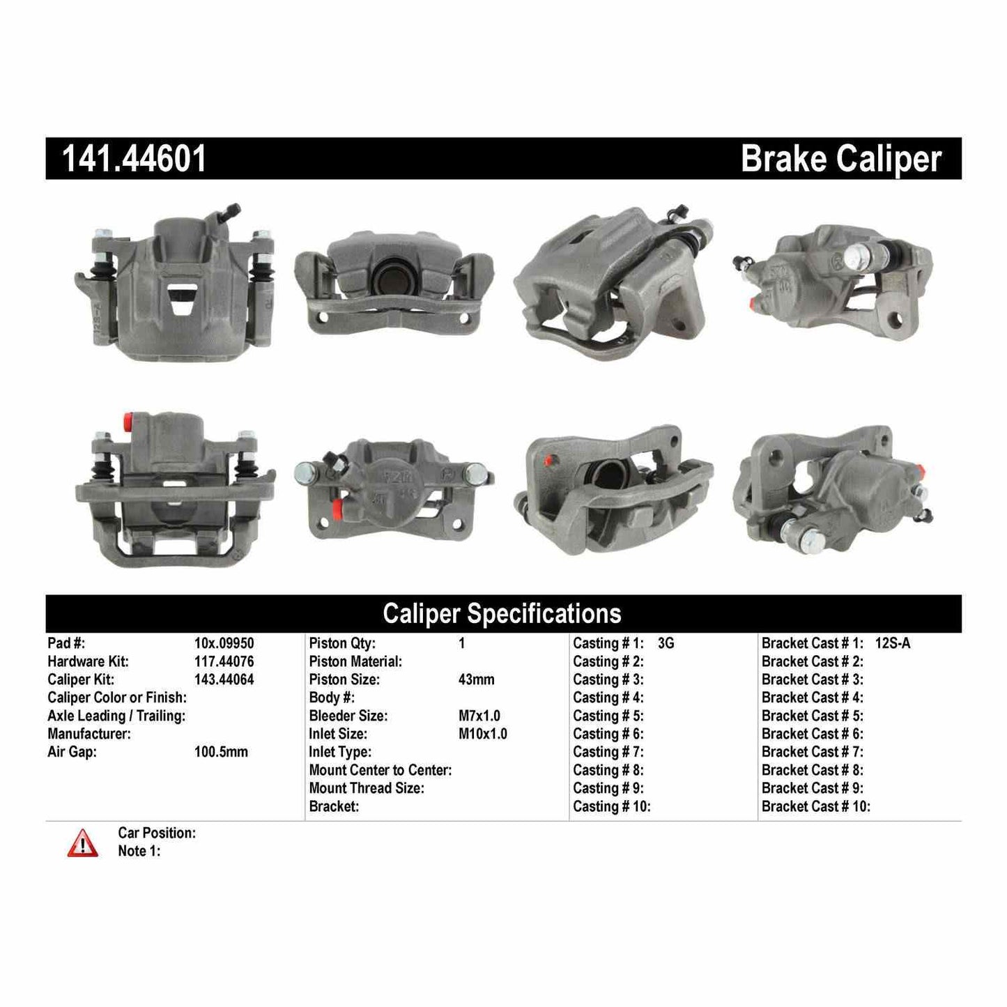 Stoptech Centric Semi-Loaded Brake Caliper - Rear Right 141.44601