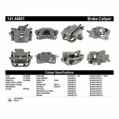 Stoptech Centric Semi-Loaded Brake Caliper - Rear Right 141.44601