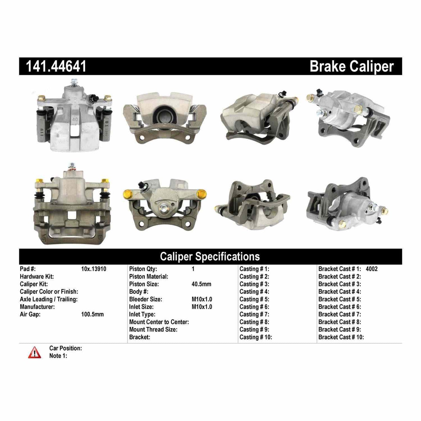 Centric Parts Disc Brake Caliper Semi-Loaded with Anti-Corrosion Finish for 2010-2011 Lexus RX350 RX450h Toyota Sienna 141.44641