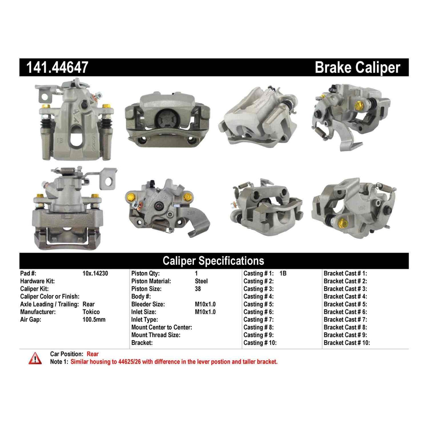 Centric Parts Disc Brake Caliper Semi-Loaded with Anti-Corrosion Finish for 2010-2015 Toyota Prius 141.44647