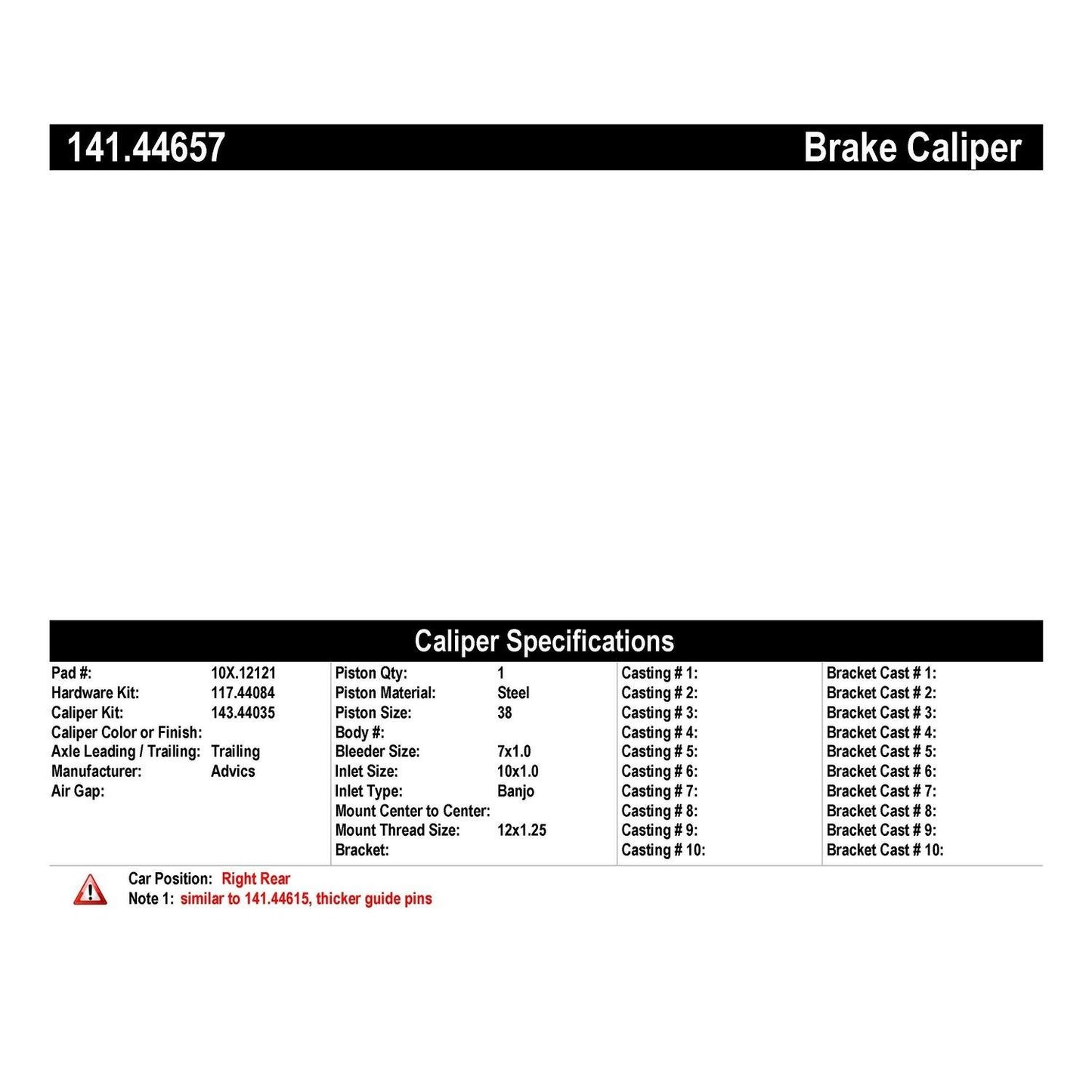 StopTech Semi-Loaded Brake Caliper 141.44657