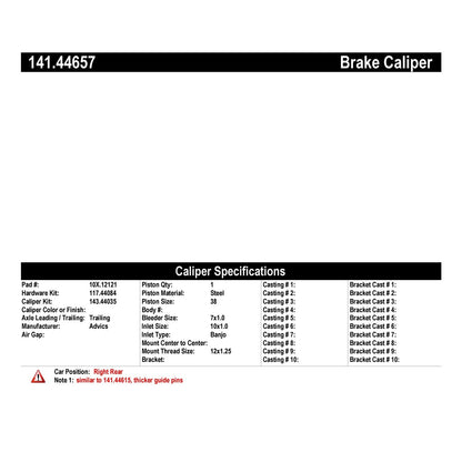 Centric Parts Disc Brake Caliper Semi-Loaded for 2011-2018 Toyota RAV4 141.44657