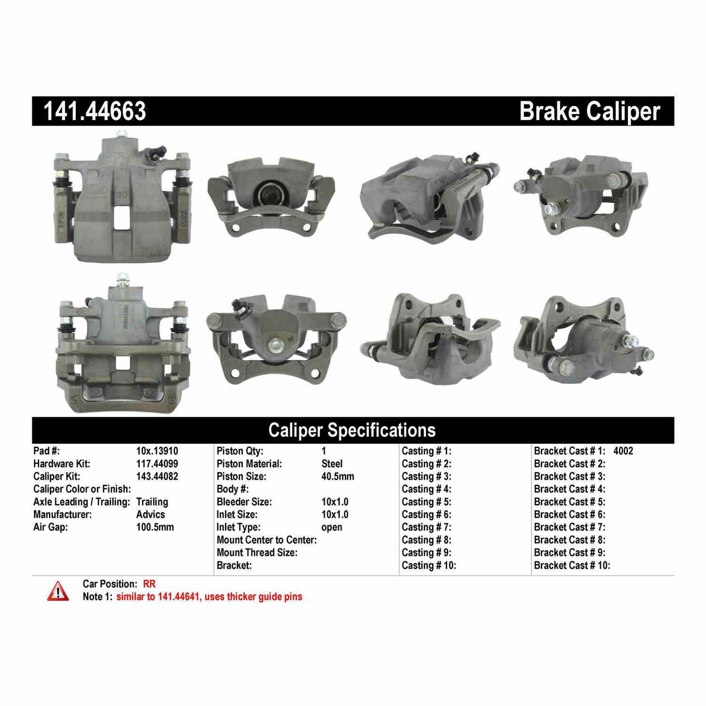 Centric Parts Disc Brake Caliper Semi-Loaded with Anti-Corrosion Finish for 2015-2012 Lexus RX350 RX450h 2019-2015 Toyota Highlander 2020-2012 Sienna 141.44663