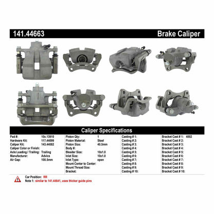 Centric Parts Disc Brake Caliper Semi-Loaded with Anti-Corrosion Finish for 2015-2012 Lexus RX350 RX450h 2019-2015 Toyota Highlander 2020-2012 Sienna 141.44663