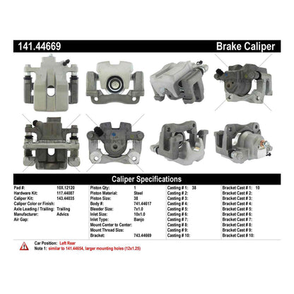 Centric Parts Disc Brake Caliper Semi-Loaded with Anti-Corrosion Finish for 2018-2013 Lexus ES300h ES350 Toyota Avalon Camry 141.44669