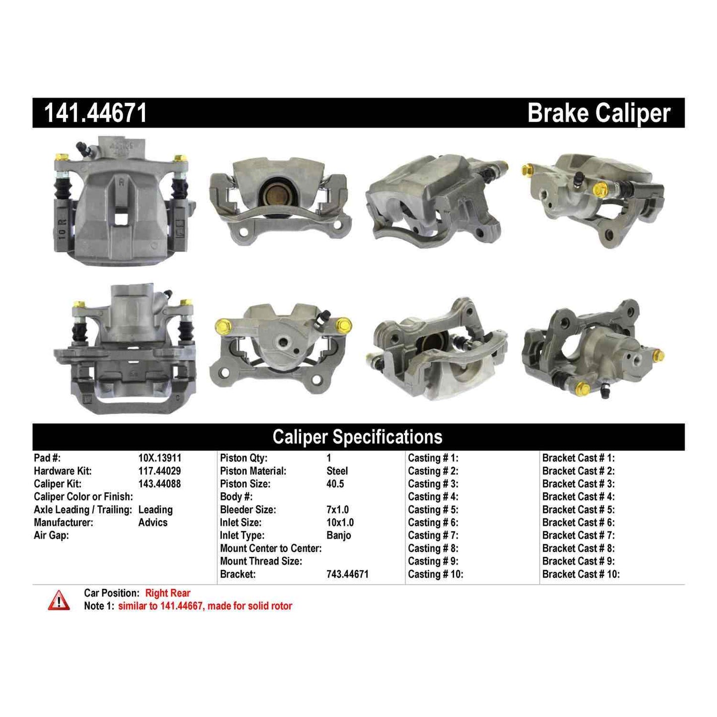 Centric Parts Disc Brake Caliper Semi-Loaded with Anti-Corrosion Finish for 2015 Lexus IS250 141.44671