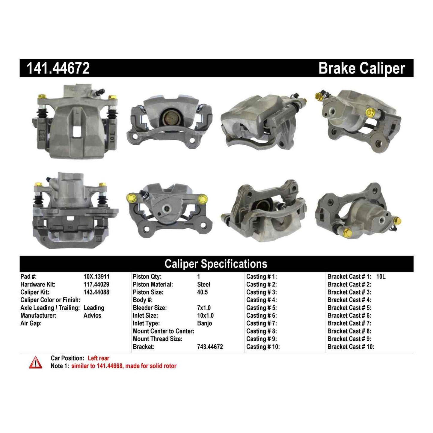 Centric Parts Disc Brake Caliper Semi-Loaded with Anti-Corrosion Finish for 2015 Lexus IS250 141.44672