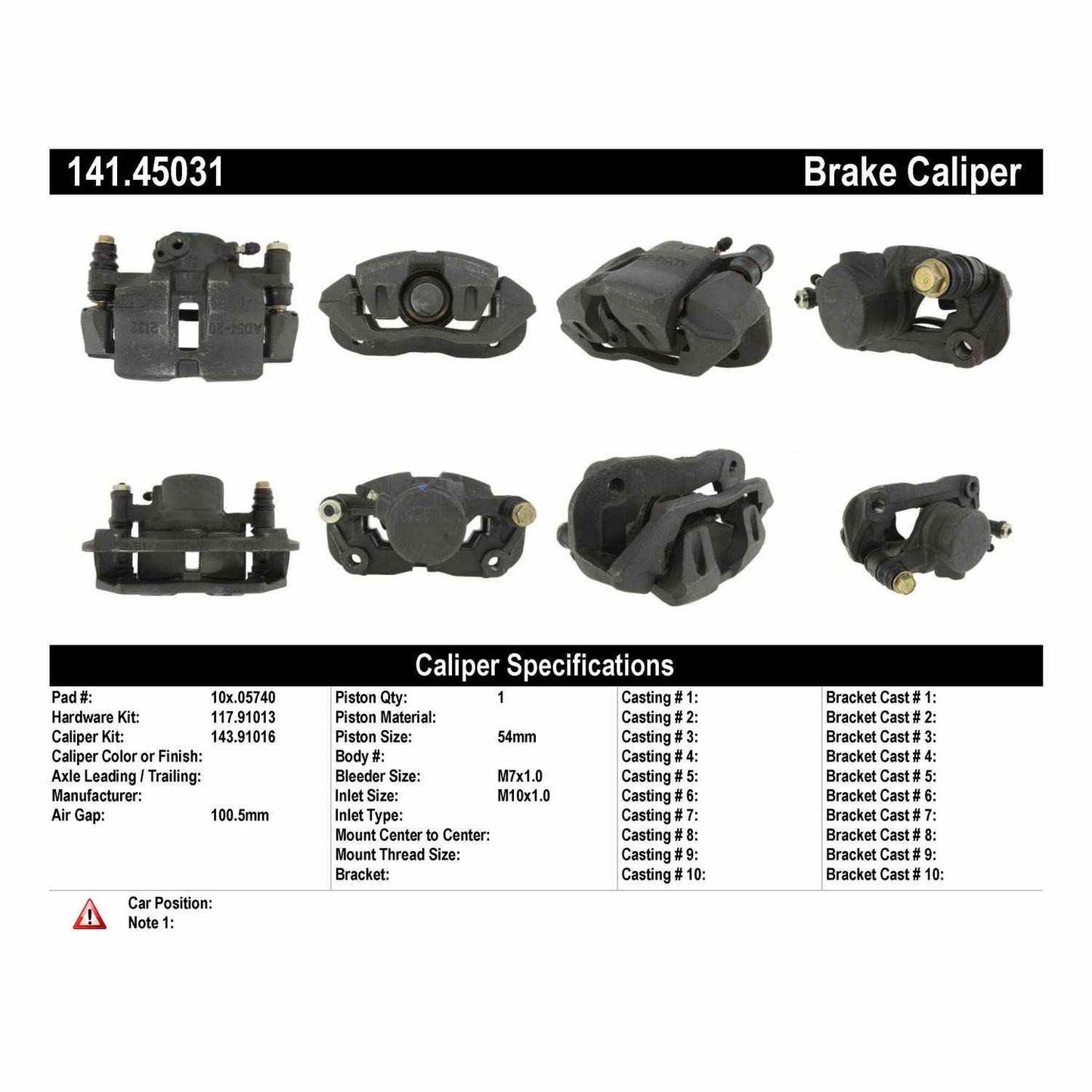 Centric Parts Disc Brake Caliper Semi-Loaded for 1986-1987 Mazda B2000, 1993-1987 Mazda B2200/B2600 141.45031