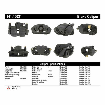 Centric Parts Disc Brake Caliper Semi-Loaded for 1986-1987 Mazda B2000, 1993-1987 Mazda B2200/B2600 141.45031
