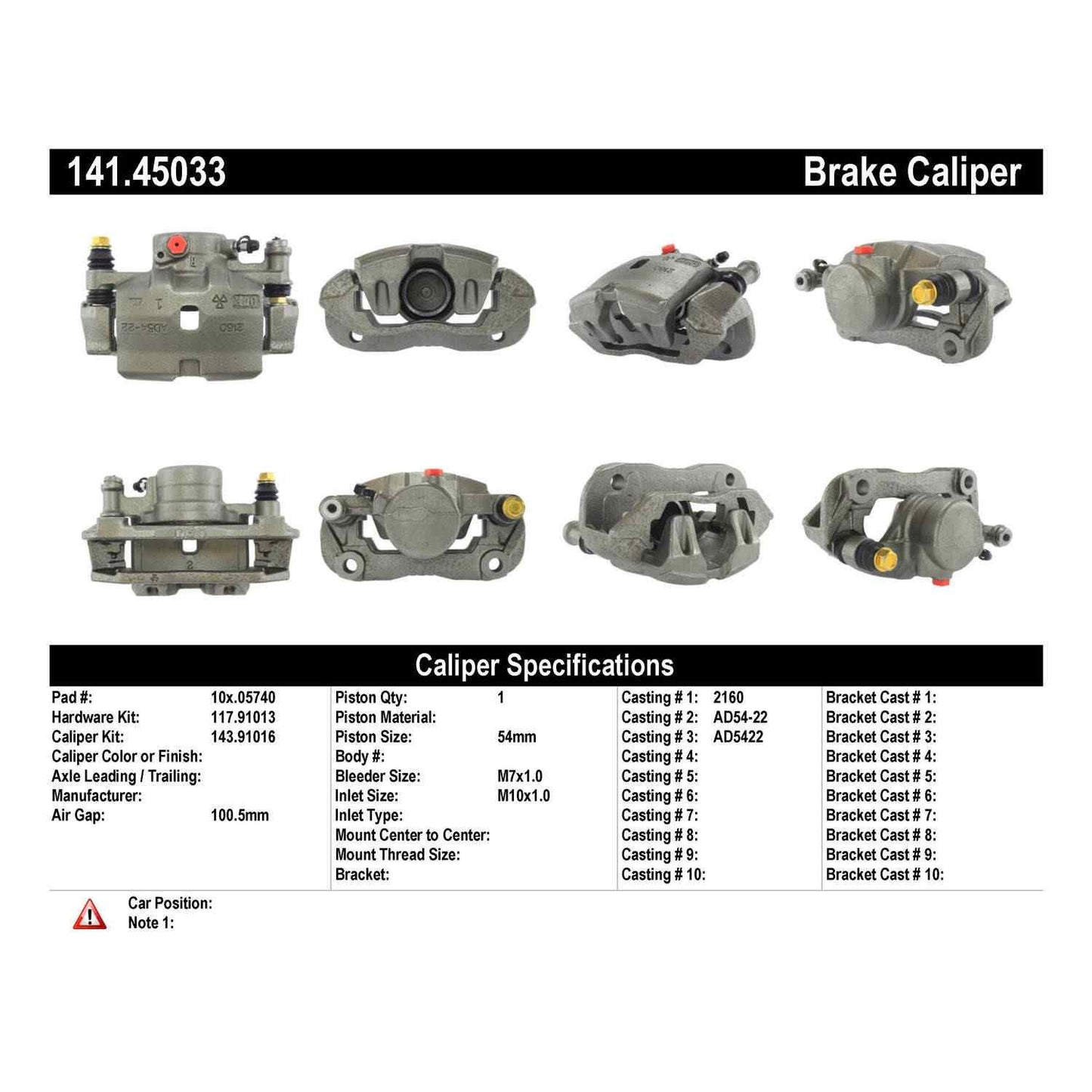 Centric Parts Disc Brake Caliper Semi-Loaded with Anti-Corrosion Finish for 1987-1993 Mazda B2600 141.45033
