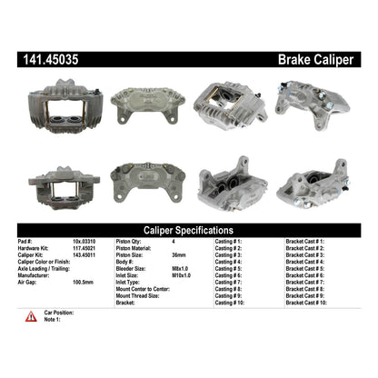 Stoptech Centric 86-92 Mazda RX-7 Semi-Loaded Right Front Rebuilt Brake Caliper 141.45035