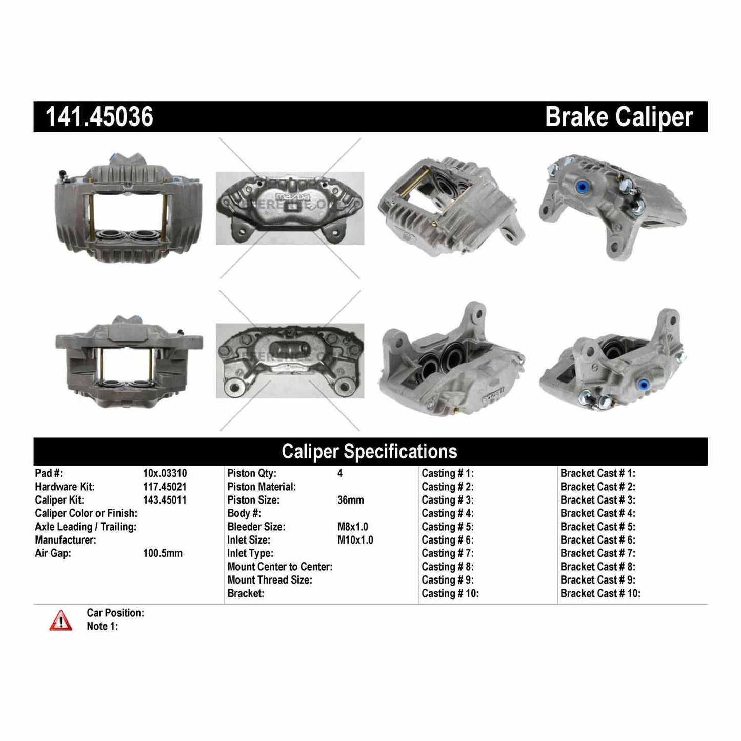Stoptech Centric 86-92 Mazda RX-7 Semi-Loaded Left Front Rebuilt Brake Caliper 141.45036