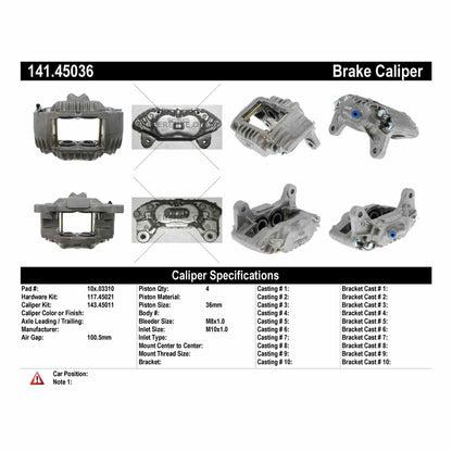 Stoptech Centric 86-92 Mazda RX-7 Semi-Loaded Left Front Rebuilt Brake Caliper 141.45036