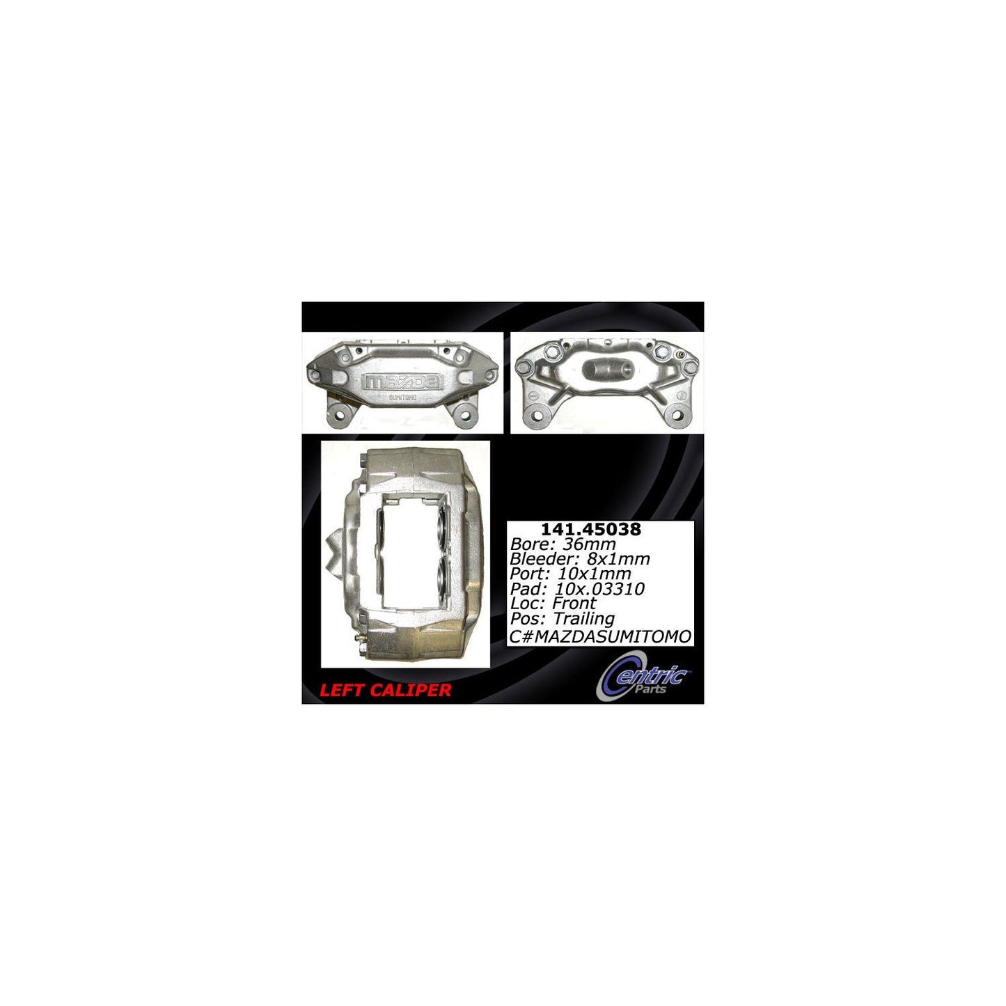 Stoptech Centric 93-95 Mazda RX-7 Remanufactured Semi-Loaded Front Driver Side Brake Caliper 141.45038