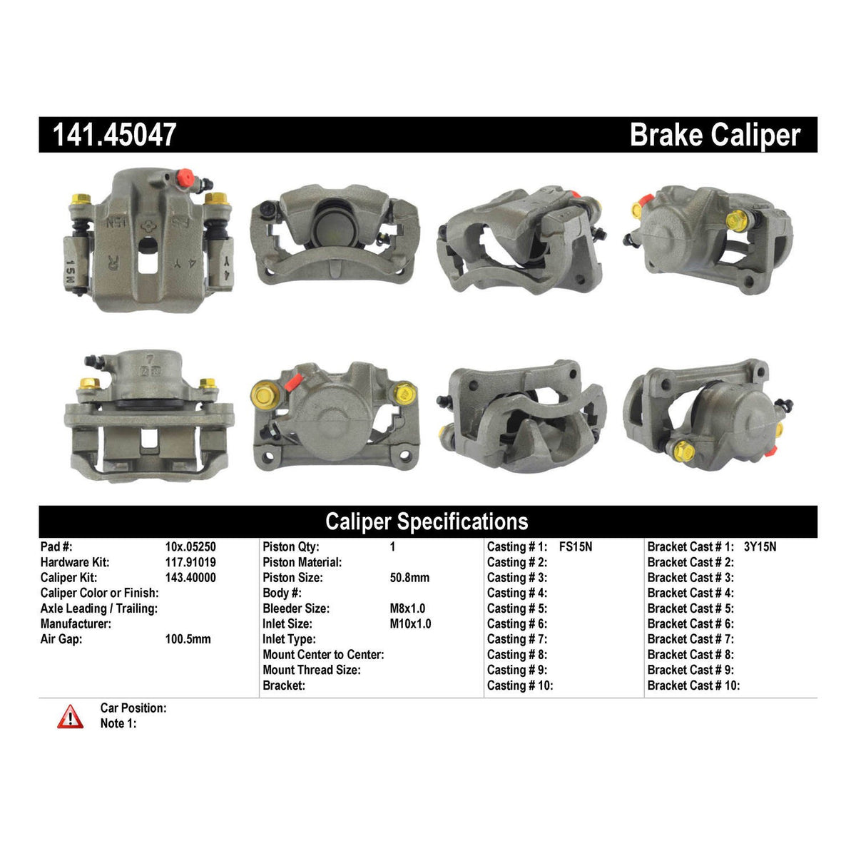 Stoptech Centric 90-93 Mazda Miata Front Right Semi-Loaded Caliper 141.45047