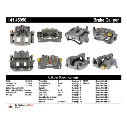 Centric Parts Disc Brake Caliper Semi-Loaded with Anti-Corrosion Finish for 2000-2006 Mazda MPV 141.45050