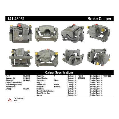 Stoptech Centric 01-05 Mazda Miata Right Front Semi-Loaded Caliper 141.45051