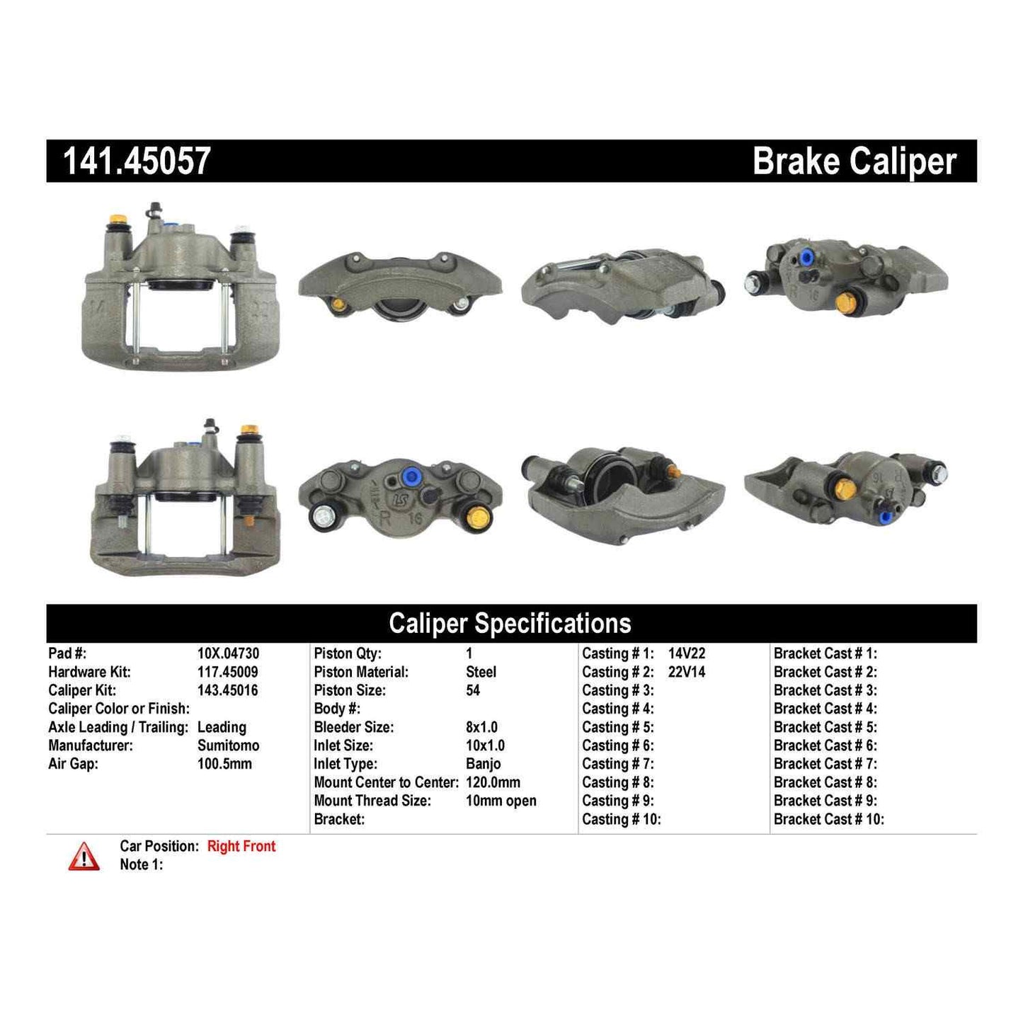 Centric Parts Disc Brake Caliper Semi-Loaded with Anti-Corrosion Finish for 1991-2003 Ford Escort, 1992-1996 Mazda MX-3, 1990-1998 Protege, 1990-1999 Mercury Tracer 141.45057