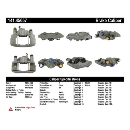 Centric Parts Disc Brake Caliper Semi-Loaded with Anti-Corrosion Finish for 1991-2003 Ford Escort, 1992-1996 Mazda MX-3, 1990-1998 Protege, 1990-1999 Mercury Tracer 141.45057