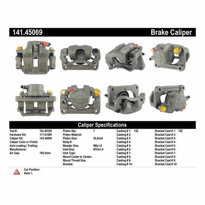 Centric Parts Disc Brake Caliper Semi-Loaded with anti-corrosion finish for 1994-2002 Mazda Miata 141.45069