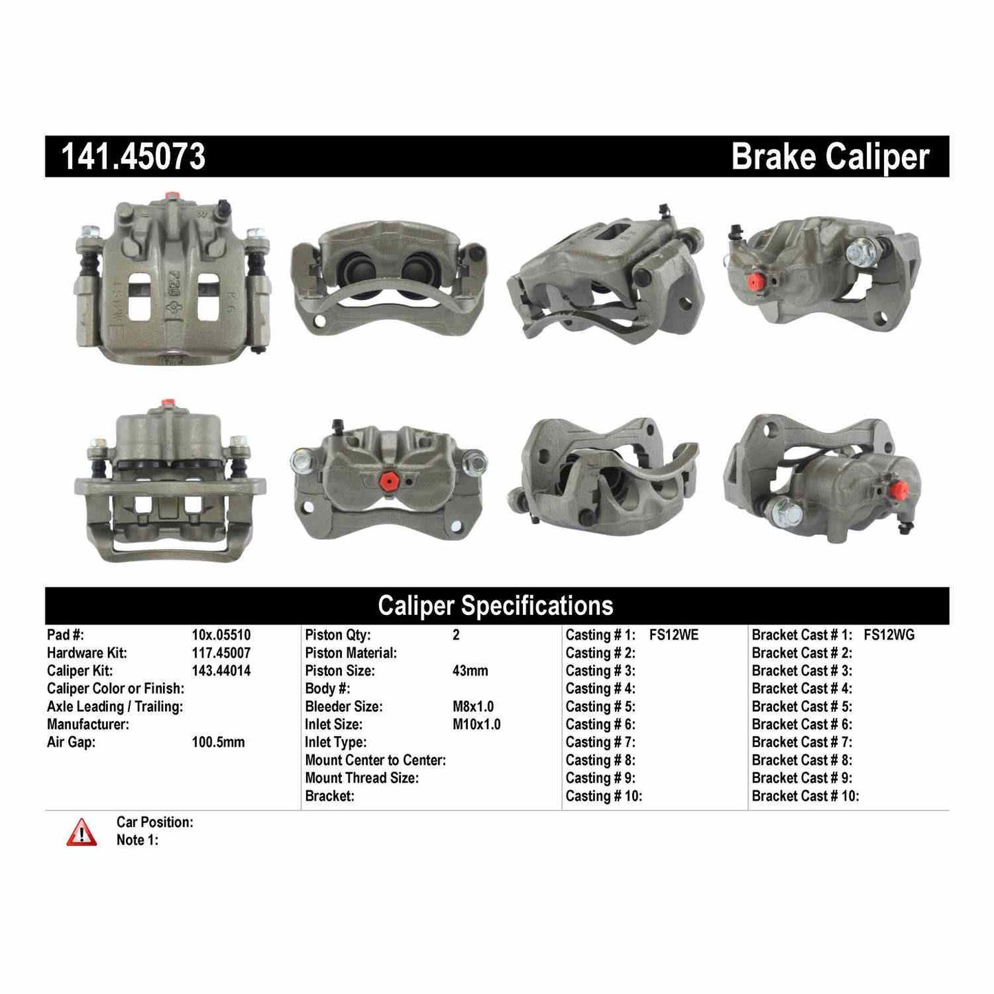 Centric Parts Semi-Loaded Brake Caliper 141.45073
