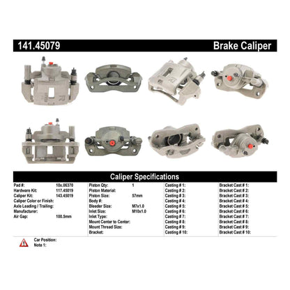 Centric Parts Disc Brake Caliper Semi-Loaded with Remanufactured Finish for 1999-2003 Mazda Protege5 141.45079