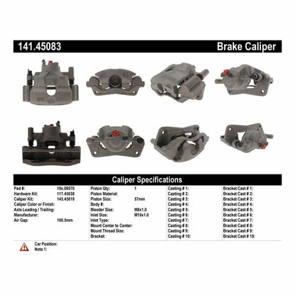 Centric Parts Disc Brake Caliper with anti-corrosion finish Part Number 141.45083