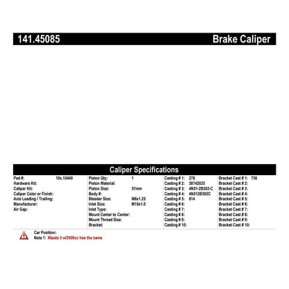 Centric Parts Semi-Loaded Brake Caliper 141.45085